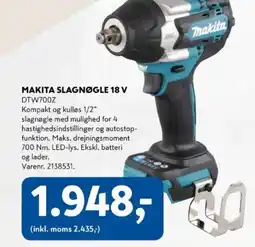 Davidsen Makita slagnøgle 18 V DTW700Z tilbud