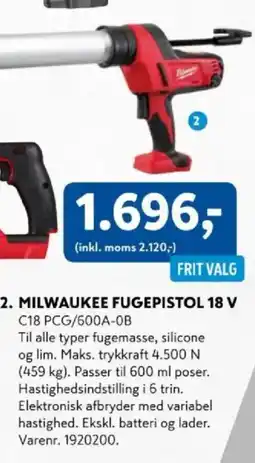 Davidsen MILWAUKEE Fugepistol 18 V tilbud