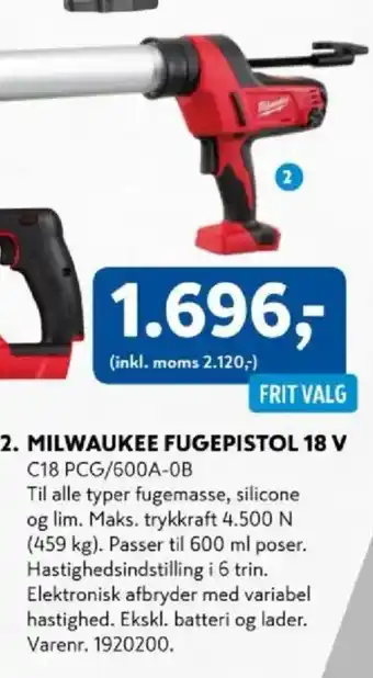 MILWAUKEE Fugepistol 18 V