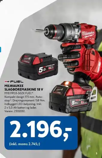 MILWAUKEE Slagboremaskine 18 V