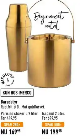 Imerco Barudstyr (shaker / isspand) tilbud