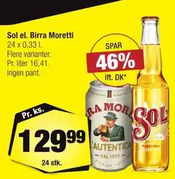 Calle Sol el. Birra Moretti tilbud