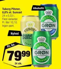 Calle Tuborg Pilsner, 0,0% el. Sunsæt tilbud
