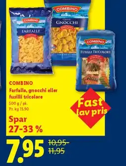 Lidl Farfalle, gnocchi eller fusilli tricolore tilbud