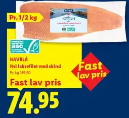 Lidl Hel laksefilet med skind (½ kg) tilbud