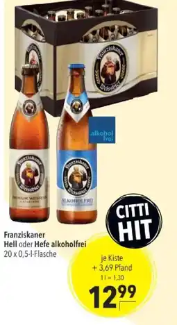 Citti Franziskaner Hell oder Hefe alkoholfrei tilbud