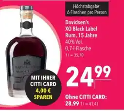 Citti Davidsen's XO Black Label Rum, 15 Jahre tilbud