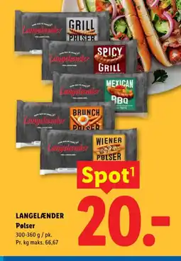 Lidl LANGELÆNDER Pølser tilbud