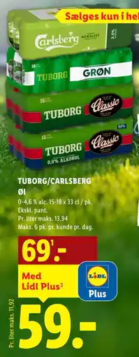 Lidl TUBORG/CARLSBERG Øl tilbud