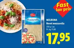Lidl MILBONA Revet mozzarella tilbud