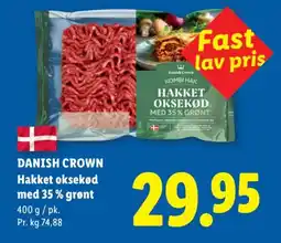 Lidl DANISH CROWN Hakket oksekød med 35% grønt tilbud