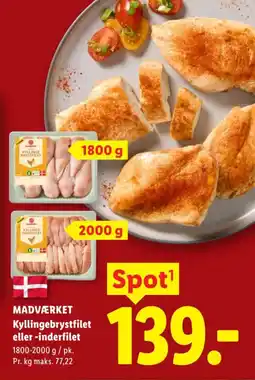 Lidl MADVÆRKET Kyllingebrystfilet eller -inderfilet tilbud