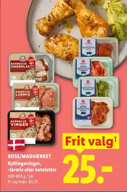 Lidl ROSE/MADVÆRKET Kyllingevinger, -lårmix eller koteletter tilbud