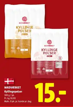 Lidl MADVÆRKET Kyllingepølser tilbud