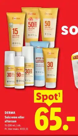 Lidl DERMA Solcreme eller aftersun tilbud