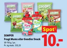 Lidl SEMPER Frugt Mums eller Goodies Snack tilbud