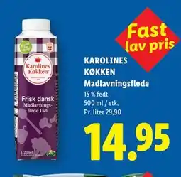 Lidl KAROLINES KØKKEN Madlavningsfløde tilbud
