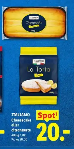 Lidl ITALIAMO Cheesecake eller citrontærte tilbud