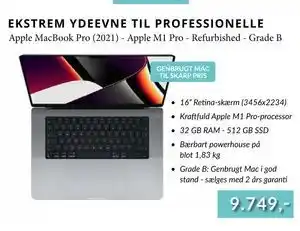 CBC Apple MacBook Pro (2021) - Apple M1 Pro - Refurbished - Grade B tilbud