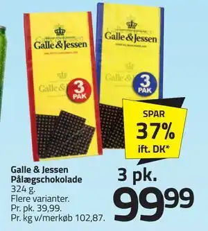 Fleggaard Galle & Jessen Pålægschokolade tilbud