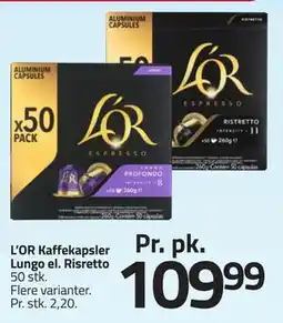 Fleggaard L’OR Kaffekapsler Lungo el. Risretto tilbud