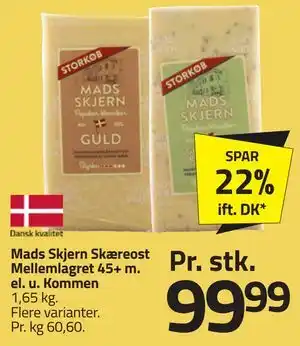 Fleggaard Mads Skjern Skæreost Mellemlagret 45+ m. el. u. Kommen tilbud