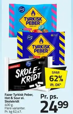 Fleggaard Fazer Tyrkisk Peber, Hot & Sour el. Skolekridt tilbud