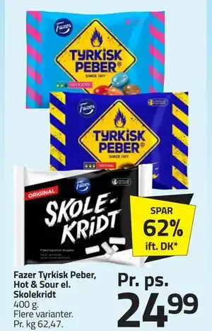 Fleggaard Fazer Tyrkisk Peber, Hot & Sour el. Skolekridt tilbud