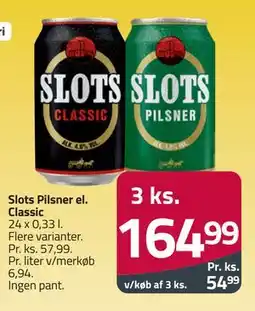 Fleggaard Slots Pilsner el. Classic tilbud
