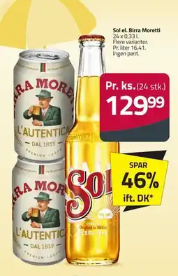 Fleggaard Sol el. Birra Moretti tilbud