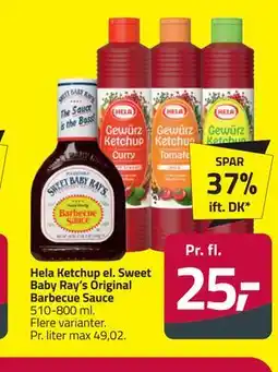 Fleggaard Hela Ketchup el. Sweet Baby Ray’s Original Barbecue Sauce tilbud