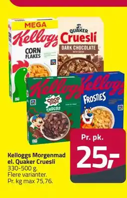 Fleggaard Kelloggs Morgenmad el. Quaker Cruesli tilbud