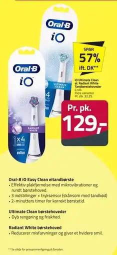 Fleggaard iO Ultimate Clean el. Radiant White Tandbørstehoveder tilbud