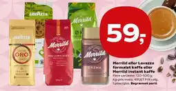 Kvickly Merrild eller Lavazza formalet kaffe eller Merrild instant kaffe tilbud