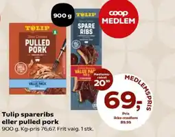 Kvickly Tulip spareribs eller pulled pork tilbud