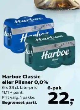 Kvickly Harboe Classic eller Pilsner 0,0% tilbud