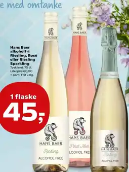 Kvickly Hans baer alkoholfri riesling, rosé eller riesling sparkling tyskland. tilbud