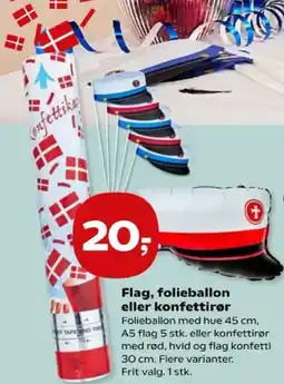 Kvickly Flag, folieballon konfettirør med tilbud