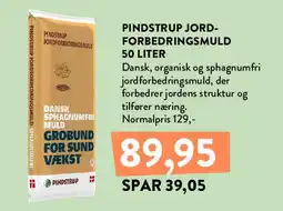 Plantorama PINDSTRUP JORD-FORBEDRINGSMULD 50 LITER tilbud