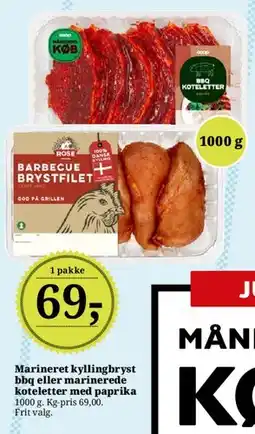 Dagli'Brugsen Marineret kyllingbryst eller marinerede koteletter med paprika tilbud
