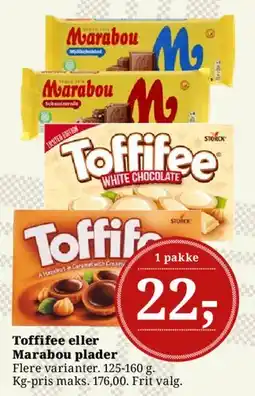 Dagli'Brugsen Toffifee eller Marabou plader tilbud