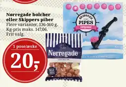 Dagli'Brugsen Nørregade bolcher eller Skippers piber tilbud