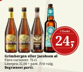 Dagli'Brugsen Grimbergen eller Jacobsen øl tilbud