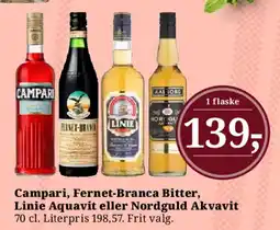 Dagli'Brugsen Campari, Fernet-Branca Bitter, Linie Aquavit eller Nordguld Akvavit tilbud