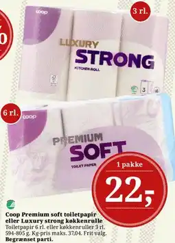 Dagli'Brugsen Coop Premium soft toiletpapir eller Luxury Strong køkkenrulle tilbud