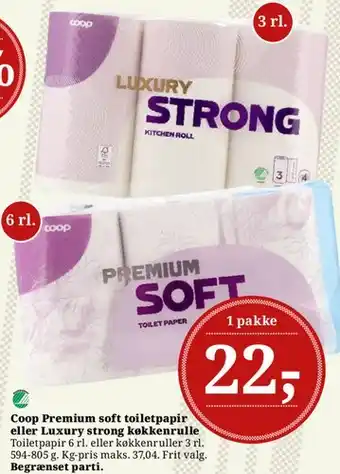 Dagli'Brugsen Coop Premium soft toiletpapir eller Luxury Strong køkkenrulle tilbud