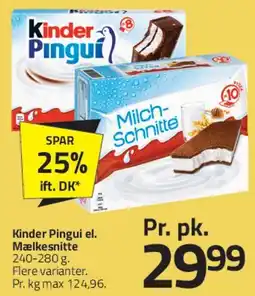 Fleggaard Kinder Pingui / Mælkeschnitte tilbud