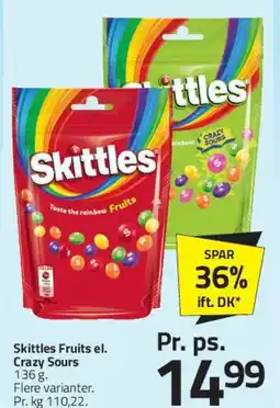Fleggaard Skittles Fruits / Crazy Sours tilbud