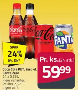 Fleggaard Coca Cola PET / Zero eller Fanta Zero (flasker) tilbud