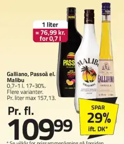 Fleggaard Galliano, Passoã eller Malibu tilbud